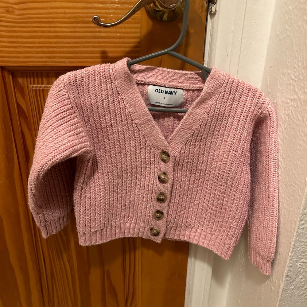 Toddler Girl - Pink knit cardigan